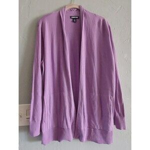 LANDS 'End  Sweater Cardigan Women's L/P,purple, Cotton, Baumwoollcotton,open...